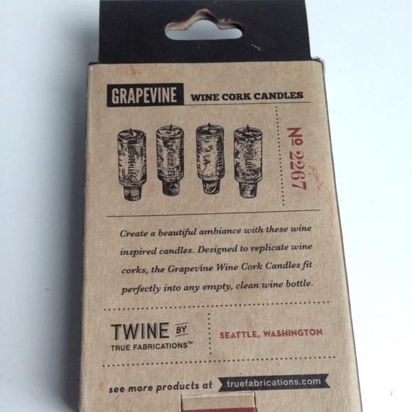 Wine Cork Shaped Candles, Set of 4 by TWINE Fits on Any Empty Bottle NEW IN BOX - Picture 3 of 3